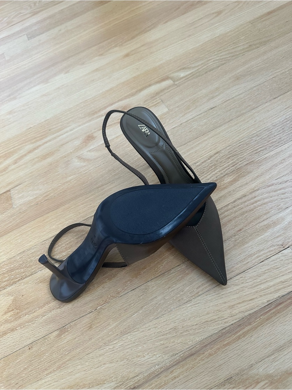 ZARA Olive Pointed Slingback Heels - Picture 7 of 11